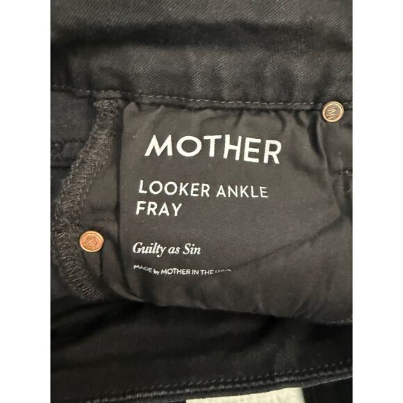 MOTHER DENIM Looker Ankle Fray Women's Black Distressed Jeans Sz 25 - Picture 5 of 9